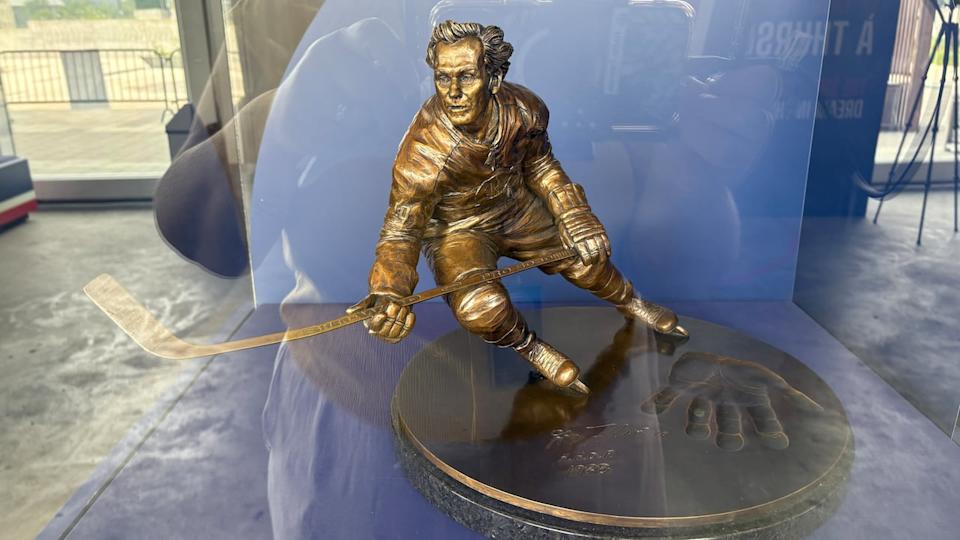 A bronze miniature of Guy Lafleur. A much larger one is on display in Thurso, Que., where Lafleur was born, raised, and is buried.