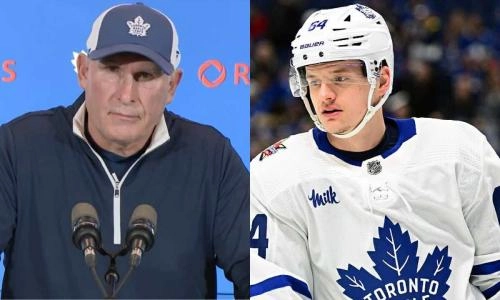 A side by side image of Maple Leafs head coach Craig Berube and forward Dakota Joshua.