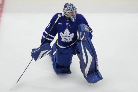 May 18, 2025; Toronto, Ontario, CAN; Toronto Maple Leafs goaltender Anthony Stolarz (41) during warm up before game seven of the second round of the 2025 Stanley Cup Playoffs against the Florida Panthers at Scotiabank Arena. Mandatory Credit: John E. Sokolowski-Imagn Images May 18, 2025; Toronto, Ontario, CAN; Toronto Maple Leafs goaltender Anthony Stolarz (41) during warm up before game seven of the second round of the 2025 Stanley Cup Playoffs against the Florida Panthers at Scotiabank Arena. Mandatory Credit: John E. Sokolowski-Imagn Images