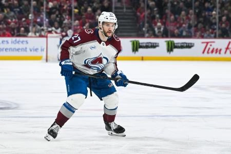 Mar 22, 2025; Montreal, Quebec, CAN; Colorado Avalanche left wing Jonathan Drouin (27) tracks the play against the Montreal Canadiens in the second period at Bell Centre. Mandatory Credit: David Kirouac-Imagn Images Mar 22, 2025; Montreal, Quebec, CAN; Colorado Avalanche left wing Jonathan Drouin (27) tracks the play against the Montreal Canadiens in the second period at Bell Centre. Mandatory Credit: David Kirouac-Imagn Images