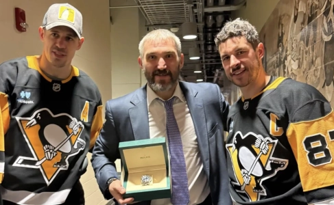 Alex Ovechkin with Sidney Crosby and Evgeni Malkin