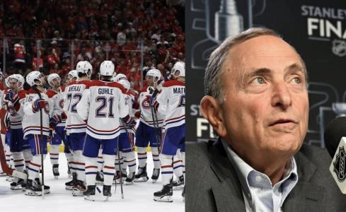 Canadiens players and Gary Bettman Canadiens players and Gary Bettman