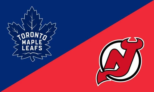The Toronto Maple Leafs and New Jersey Devils logos.