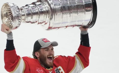 Panthers' Matthew Tkachuk with the Stanley Cup Panthers' Matthew Tkachuk with the Stanley Cup