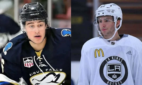 Brent Johnson (left) and Jack Hughes (right)