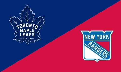 The Toronto Maple Leafs (left) and New York Rangers (right) team logos.