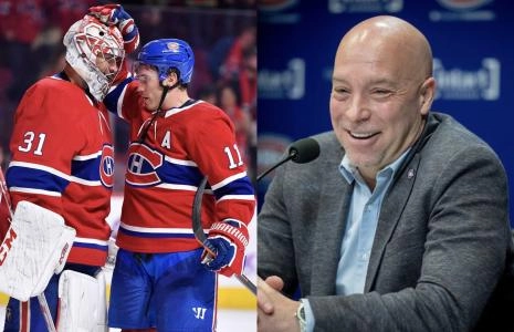 Carey Price, Brendan Gallagher and Kent Hughes Carey Price, Brendan Gallagher and Kent Hughes