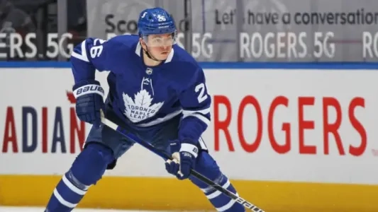 Toronto Maple Leafs' Jimmy Vesey playing during a hockey game