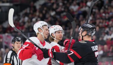 Red Wings lose in final minute to Sens on goal by Oxford's Norris