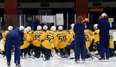 Nick Saban visits Nashville Predators prospects development camp