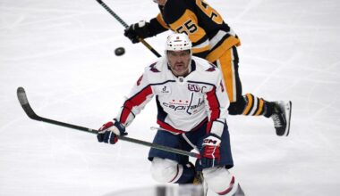 Chychrun scores twice as the Capitals breeze past the Pittsburgh Penguins 8-3