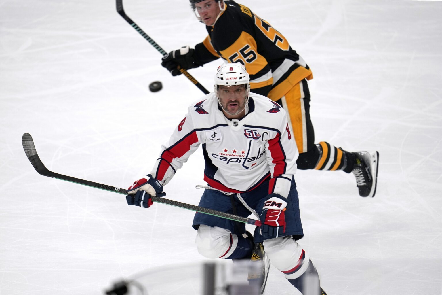 Chychrun scores twice as the Capitals breeze past the Pittsburgh Penguins 8-3