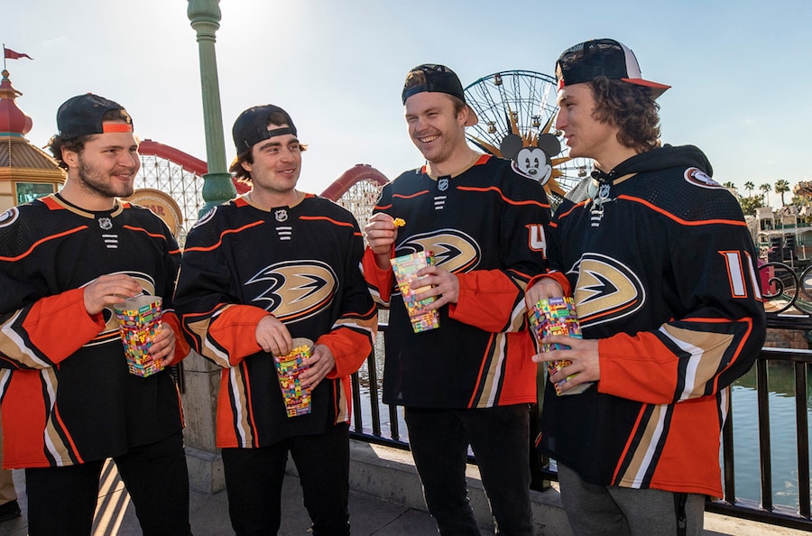 Anaheim Ducks hockey team at Pixar Pier