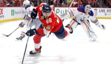Nate Schmidt #88 of the Florida Panthers Utah Mammoth...