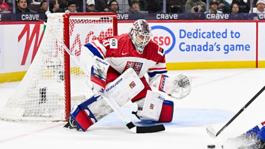 Michael Hrabal #30 of Team Czechia Utah Mammoth...