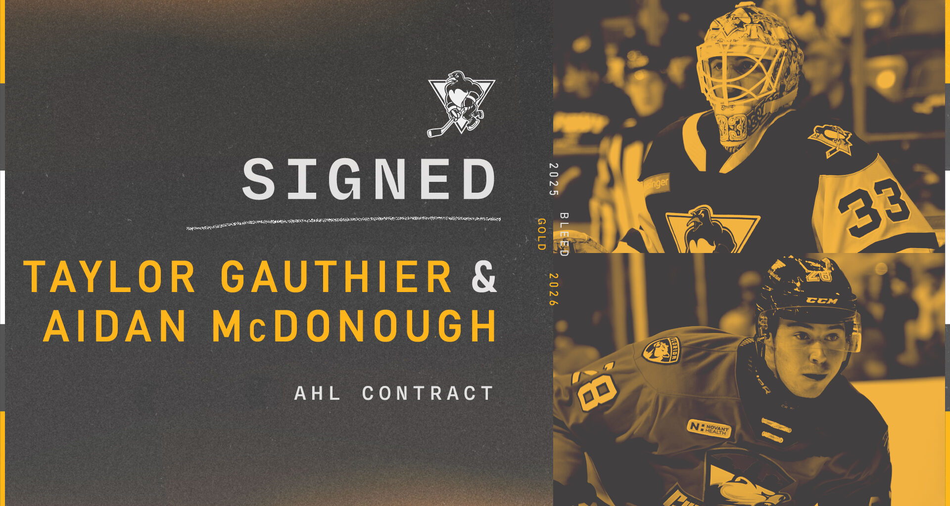 PENGUINS SIGN TAYLOR GAUTHIER & AIDAN McDONOUGH
