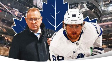 Toronto Maple Leafs center Auston Matthews (34) looks on after scoring against the Florida Panthers during the third period in game six of the second round of the 2025 Stanley Cup Playoffs at Amerant Bank Arena