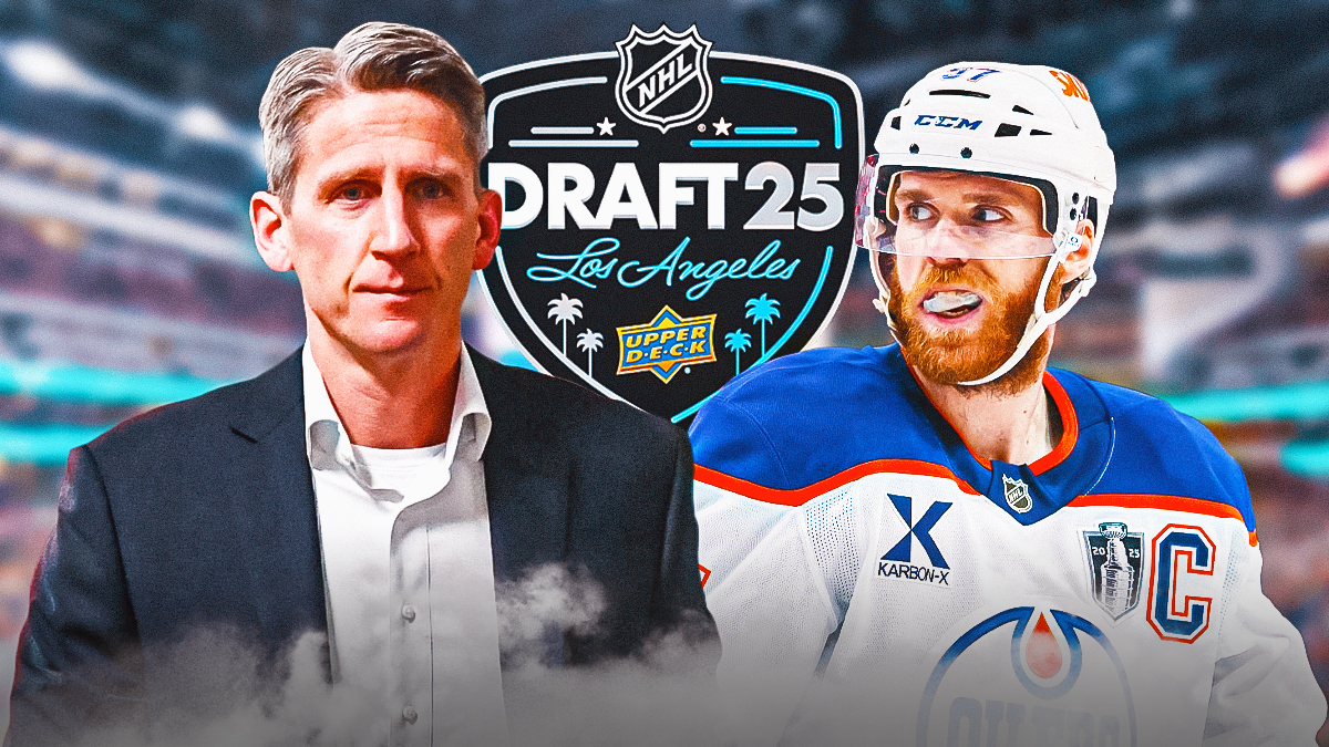 Florida Panthers center Carter Verhaeghe (23) goes after the puck defended by Edmonton Oilers defenseman Evan Bouchard (2) and goaltender Stuart Skinner (74) during the third period in game six of the 2025 Stanley Cup Final at Amerant Bank Arena.