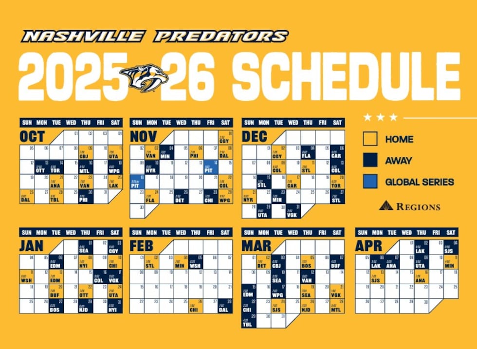Nashville Predators 2025-2026 schedule.
