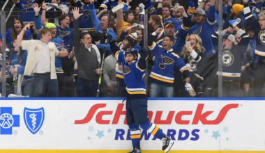 Jordan Kyrou skating for the St. Louis Blues