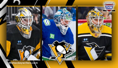 Pittsburgh Penguins Goalies Tristan Jarry, Joel Blomqvist, and Arturs Silovs