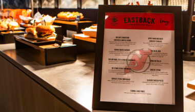 Guest enjoyed a food tasting at The Pier Club, a new premium club space located on the second Suite Level of the west side of Prudential Center.