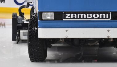 NHL Zamboni cleans ice....