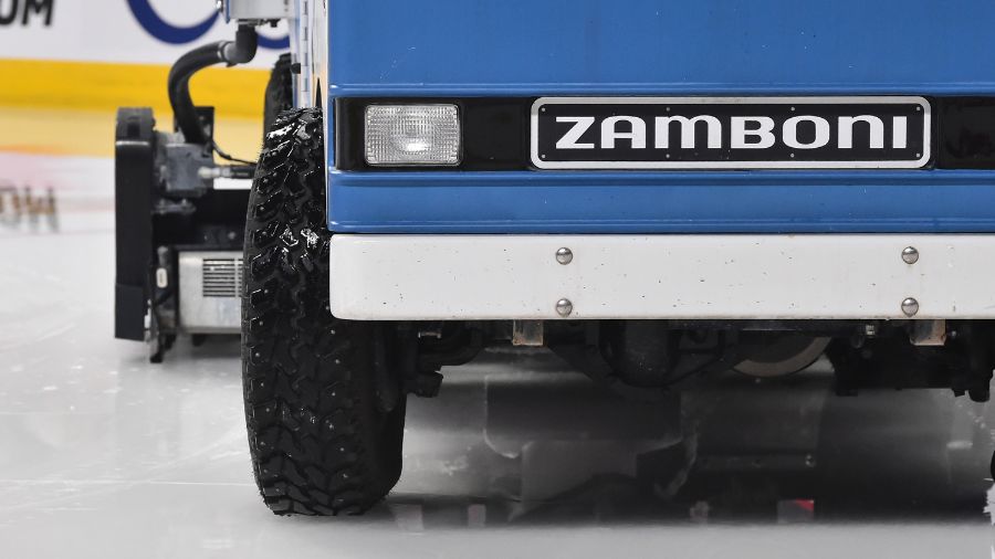 NHL Zamboni cleans ice....