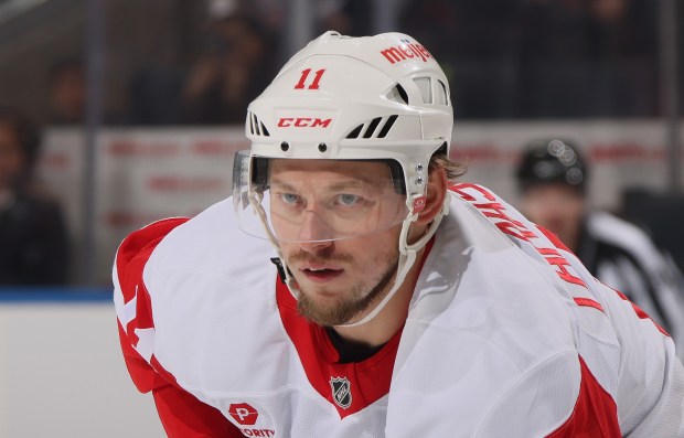 Vladimir Tarasenko #11 of the Detroit Red Wings skates against the New York Islanders at UBS Arena on Oct. 22, 2024 in Elmont, New York. (Photo by Bruce Bennett/Getty Images)