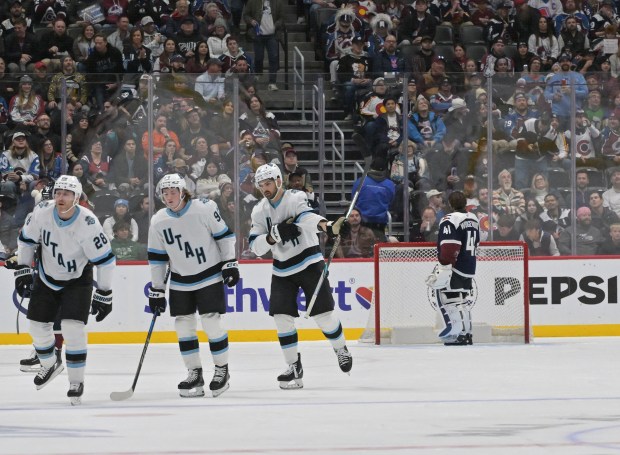 Colorado Avalanche goaltender Scott Wedgewood (41) stands at the net after the Utah Hockey Club scored the first goal of the night as the Colorado Avalanche take on the Utah Hockey Club at Ball Arena in Denver on Dec. 12, 2024. (Photo by RJ Sangosti/The Denver Post)