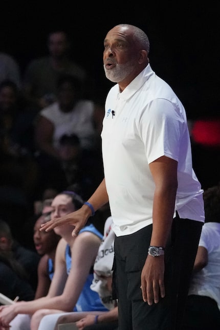 Mist's head coach Phil Handy gestures during the first half of the inaugural Unrivaled...