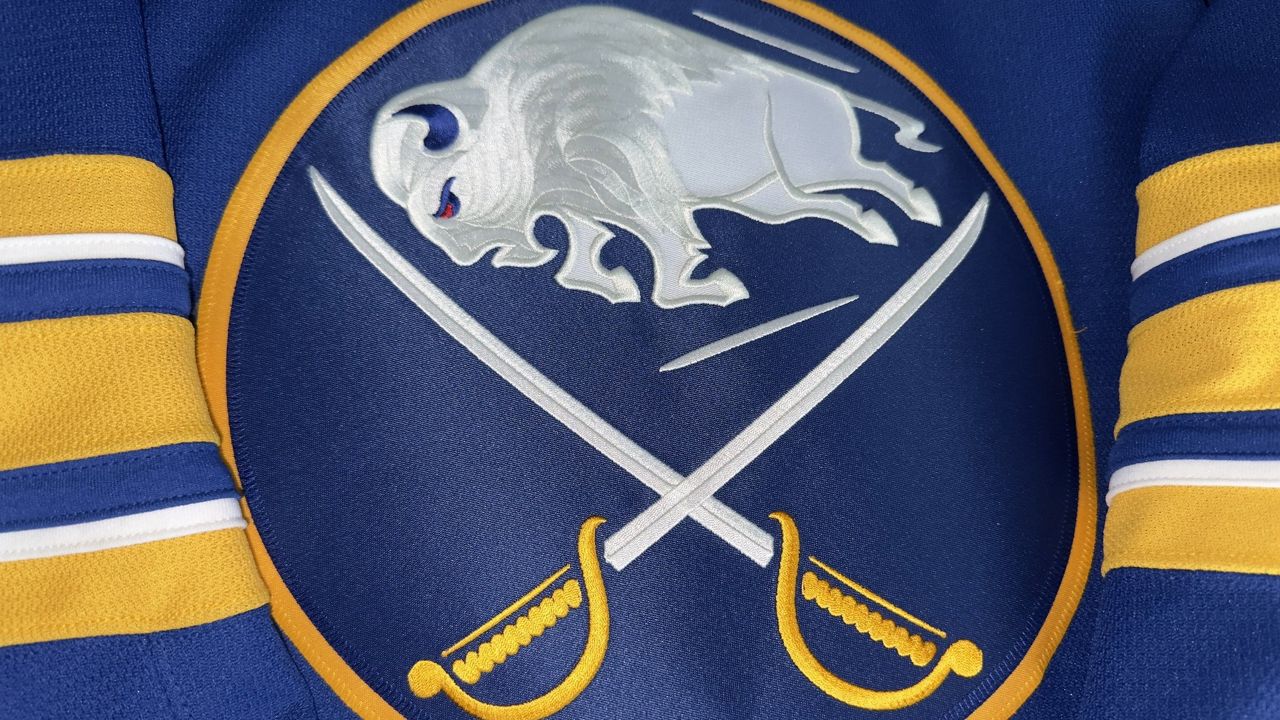 The Buffalo Sabres logo on a jersey (Spectrum News 1/Ryan Beiter Photo)