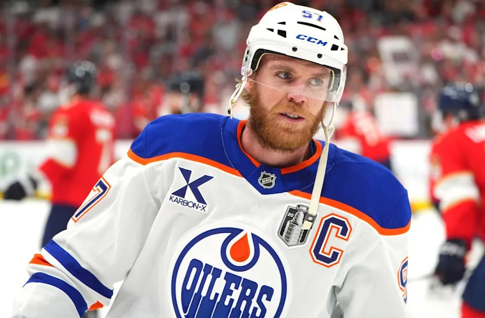Oilers star Connor McDavid before Game 6 of the Stanley Cup Final on June 17. NHLI via Getty Images
