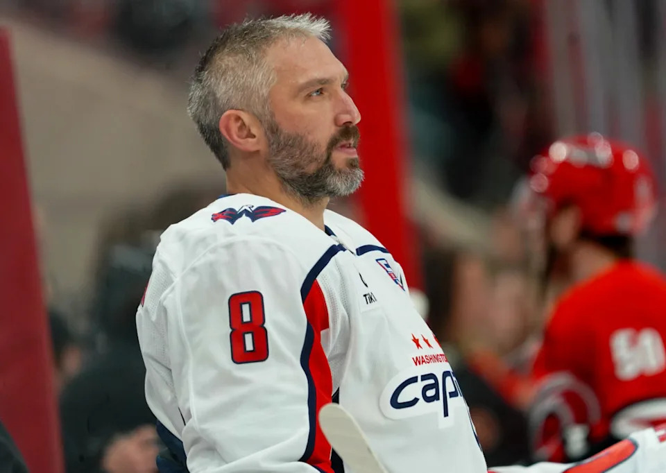 Washington Capitals captain Alex Ovechkin (8) during warmups.David Kirouac-Imagn Im