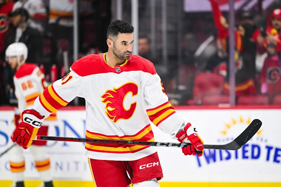Calgary Flames center Nazem Kadri (91) David Kirouac-Imagn Images