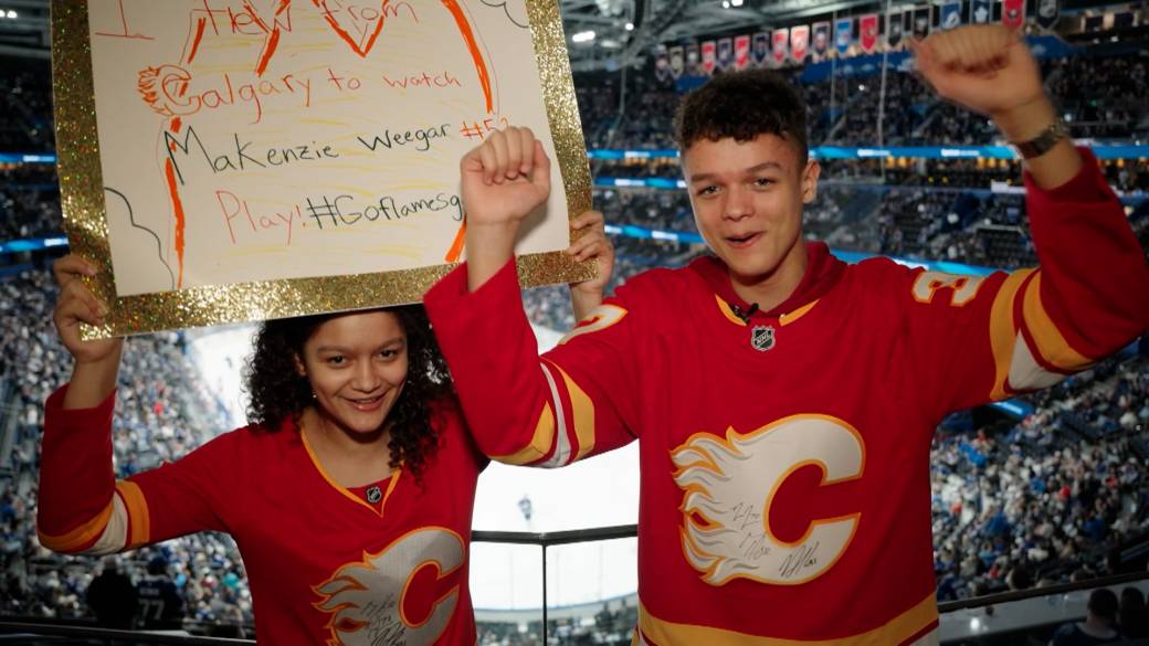 Click to play video: 'Deserving 14-year-old Calgary Flames fan gifted trip of a lifetime'