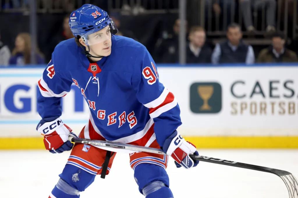 Highly touted prospect Gabe Perreault benched in Rangers' loss