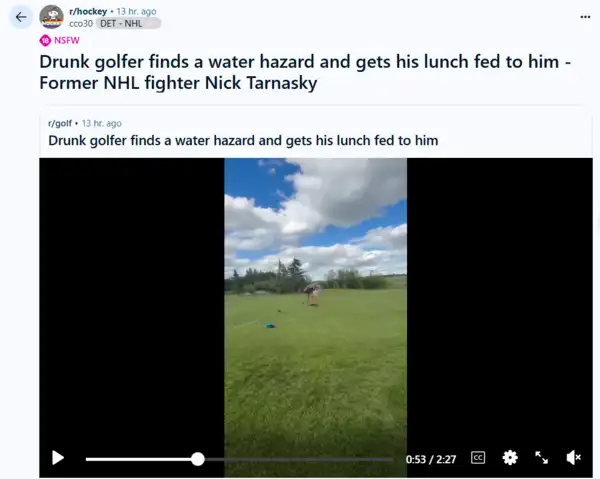 NHL-Former NHL enforcer Nick Tarnasky destroys drunk man in wild viral golf course brawl