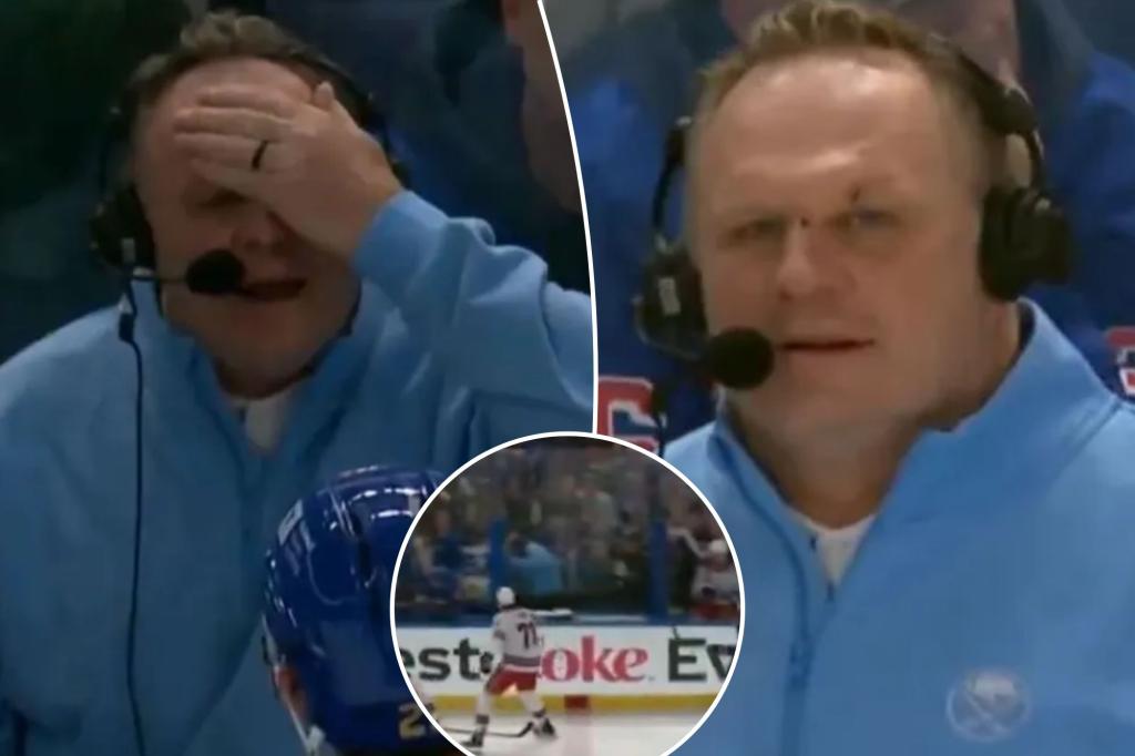 Sabres' Rob Ray takes puck to face, drops massive on-air f-bomb