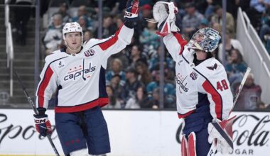 Capitals' Logan Thompson resumes skating with Aliaksei Protas close to getting back on the ice