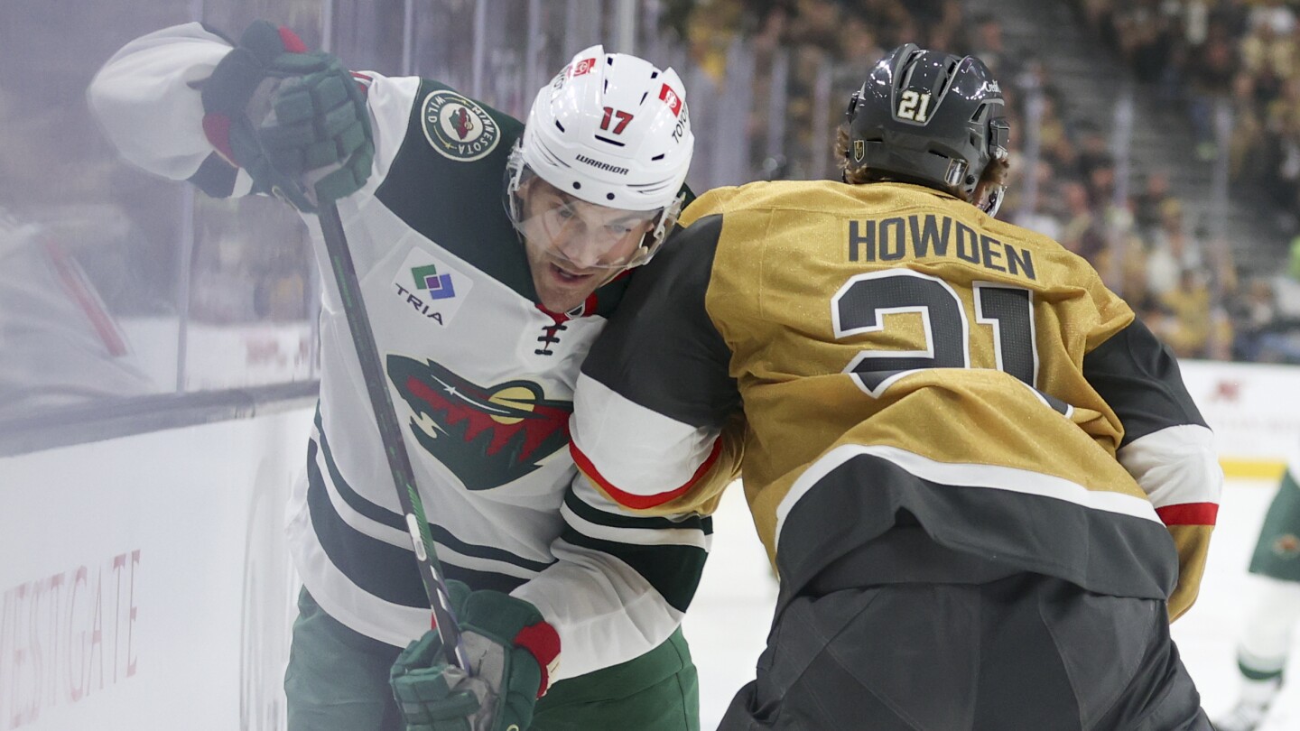 Howden scores twice and Golden Knights beat Wild 4-2 in Game 1