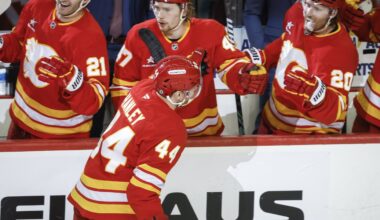 Hanley's 1st goal of the season lifts Flames past Sharks 3-2