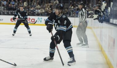 Utah's Clayton Keller exits in second period against Jets after getting struck in face with puck