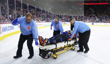 NHL referee Mitch Dunning communicative, can move extremities following violent collision