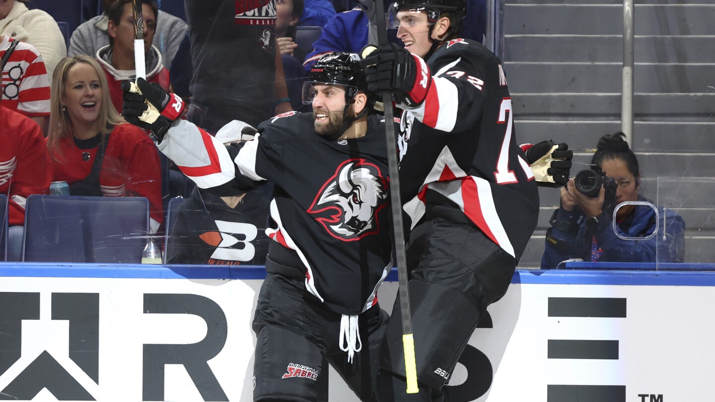 Tage Thompson scores two goals and the Sabres beat the Red Wings 5-3