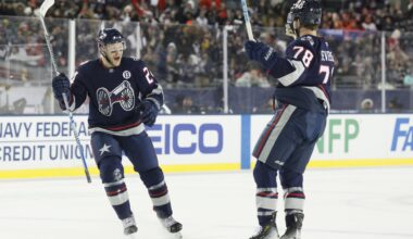 Danforth’s late goal lifts Blue Jackets over Red Wings 5-3 in Stadium Series