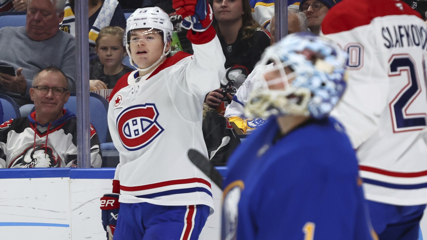 Cole Caufield scores twice to lead Canadiens over Sabres 7-5