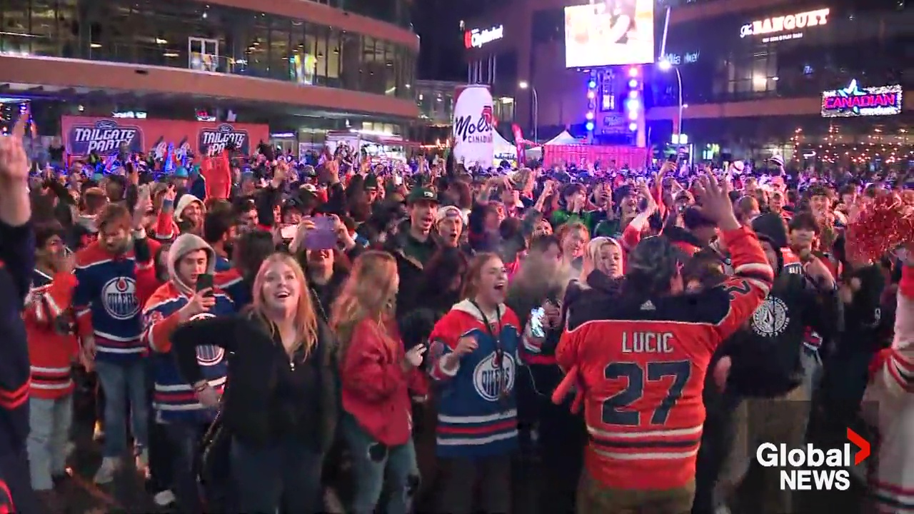 Click to play video: 'Fans celebrate as Edmonton Oilers eliminate L.A. Kings from NHL playoffs'