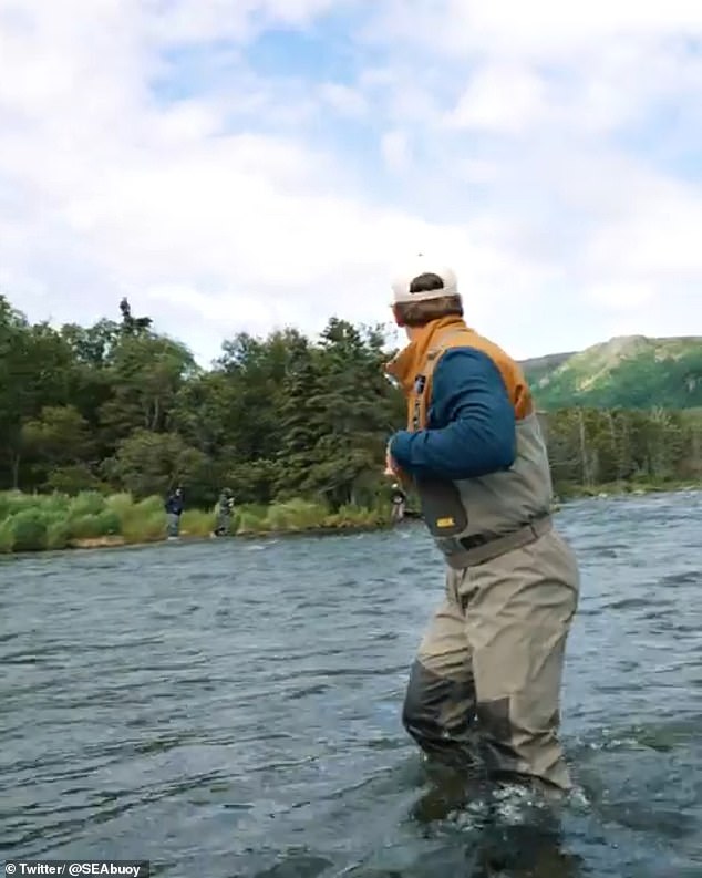 At no point did anyone run directly away from the bear, which people are warned not to do