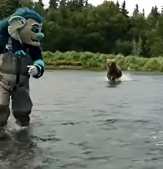 Bear Charges at Seattle Kraken Mascot